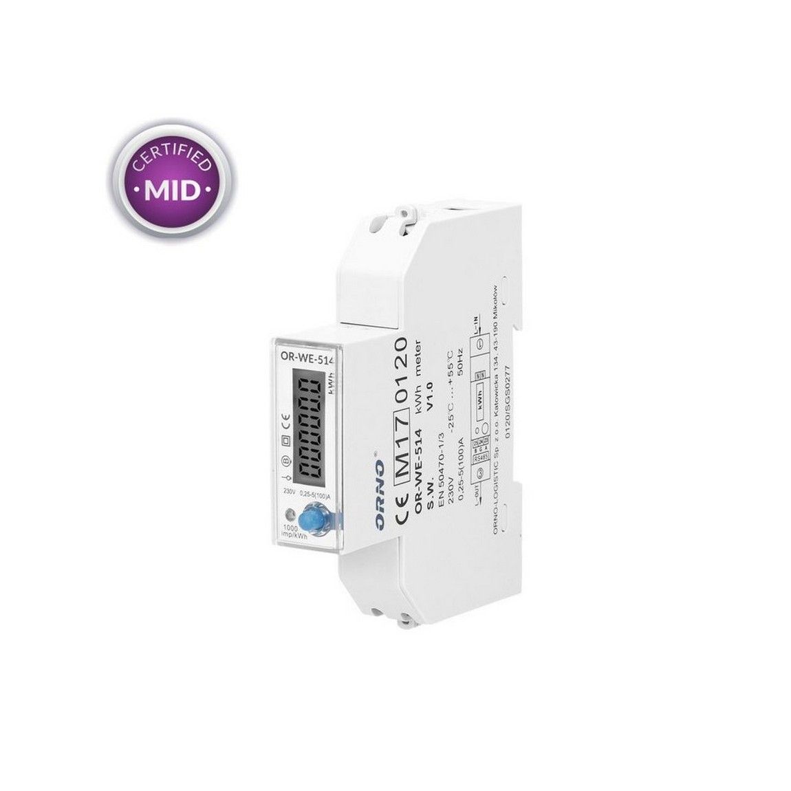 Μετρητής Ενέργειας Μονοφασικός Mid Modbus Άμεσης Μέτρησης 100A για Load Balancing